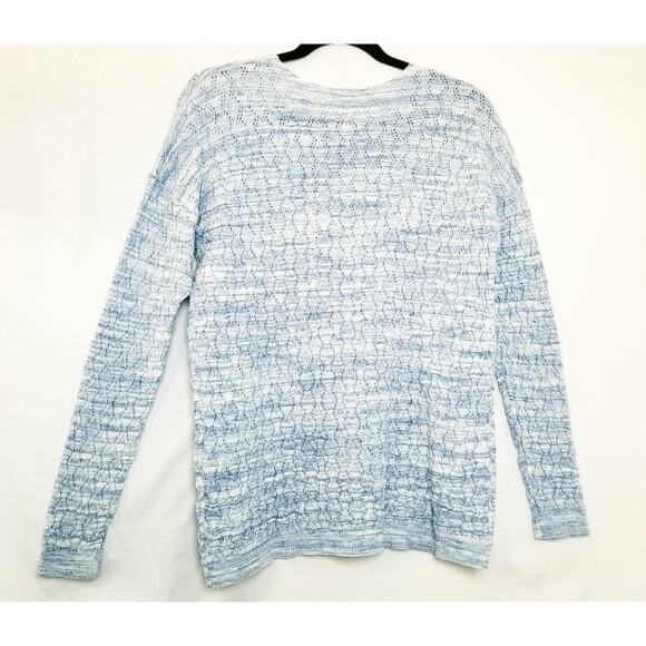 Leo & Nicole Women's Long Sleeve Knit Pull Over Sweater Blue White Size L - Picture 4 of 9